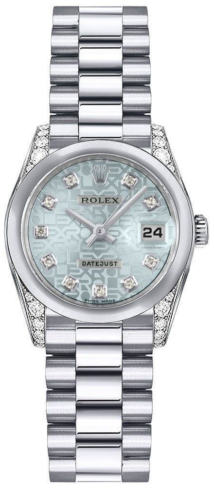 Rolex Lady-Datejust 26 Ice Blue Dial Diamond Women's Watch 179296