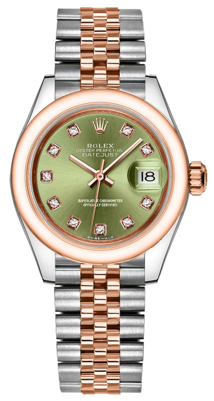 Rolex Lady-Datejust 28 Green Diamond Dial Women's Watch 279161-0007