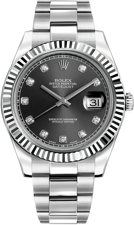 Rolex Datejust II 41 White Gold Bezel Oystersteel Men's Watch 116334-0009