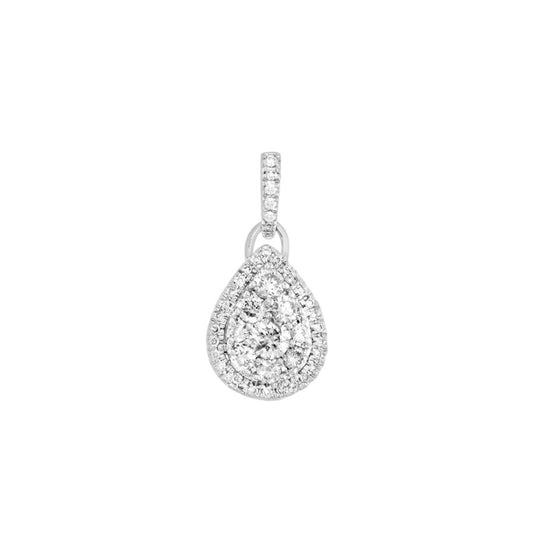 Eye Drop Diamond Pendant, 0.50 Carat on Solid 16k White Gold