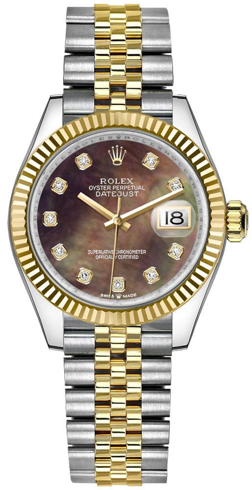 Rolex Datejust 31 Black Mother of Pearl Dial Women's Watch 278273-0024