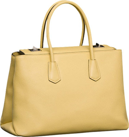 Yellow Prada Saffiano Cuir Large Twin Tote Bag