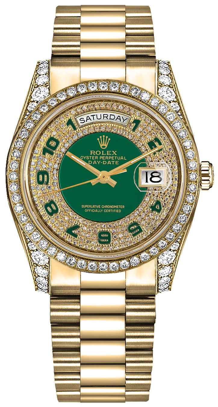 Rolex Day-Date 36 Green Diamond Dial Swiss Watch 118388-0053