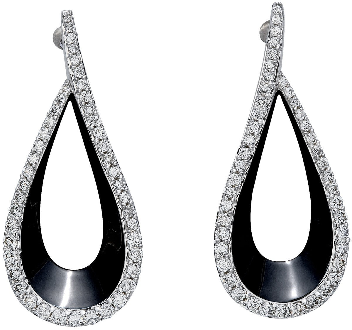 Diamond Earrings, .75 Carat Diamonds on 14K White Gold with Black Rhodium