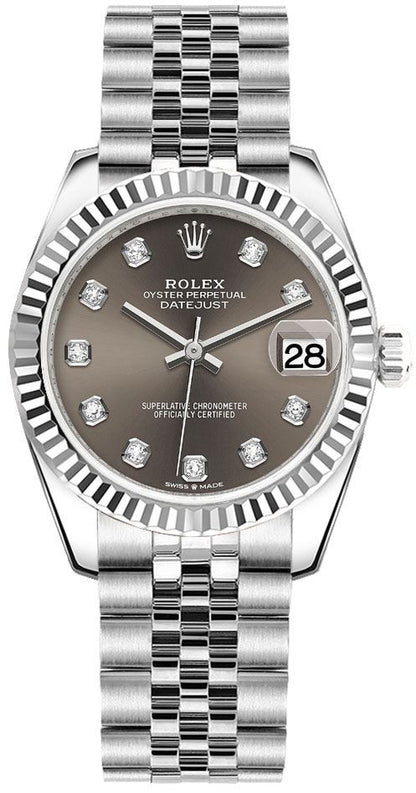 Rolex Datejust 31 Grey Dial Jubilee Bracelet Women's Watch 278274-0008