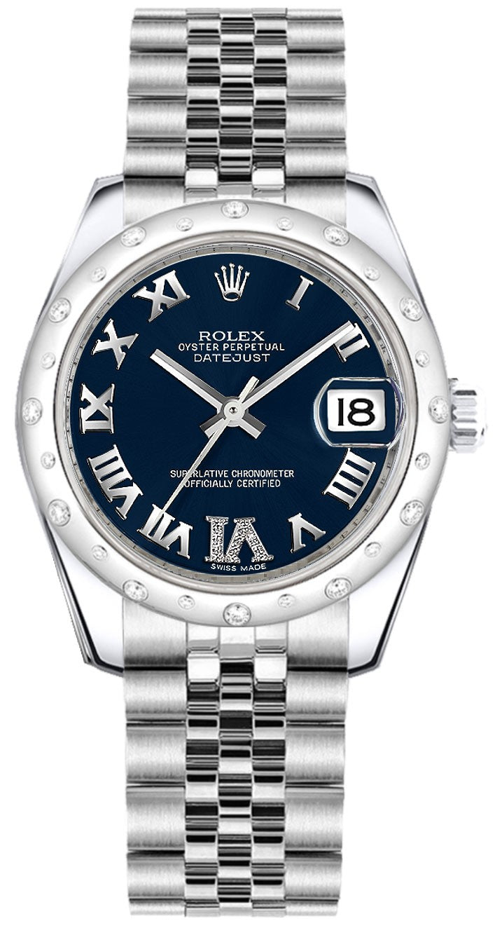 Rolex Datejust 31 Blue Dial Diamonds Women's Watch 178344