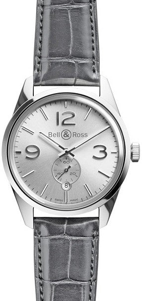 Bell & Ross Vintage Officer Silver Dial Men's Watch BRG123-WH-ST/SCR