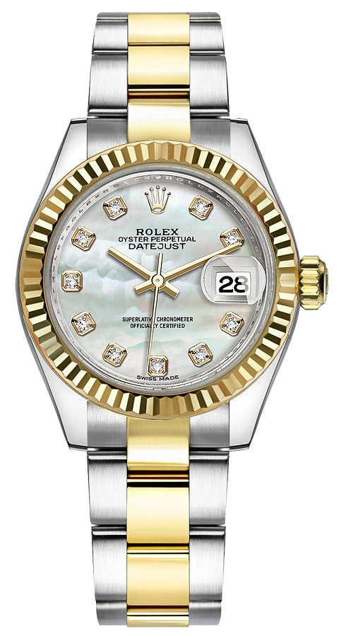 Rolex Lady-Datejust 28 Mother of Pearl Diamond Dial Women's Watch 279173-0014