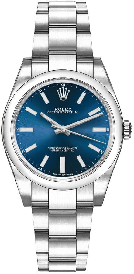 Rolex Oyster Perpetual 34 Blue Dial Women's Watch 124200-0003