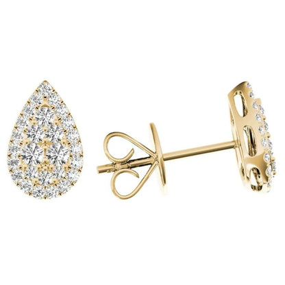 .33 TCW Yellow Gold Diamond Halo Pave Earrings E20238Y