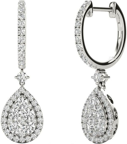 Diamond Earrings, 1.45 Carat Diamonds on Solid 18k White Gold E20240W