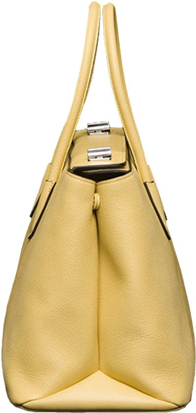 Yellow Prada Saffiano Cuir Large Twin Tote Bag