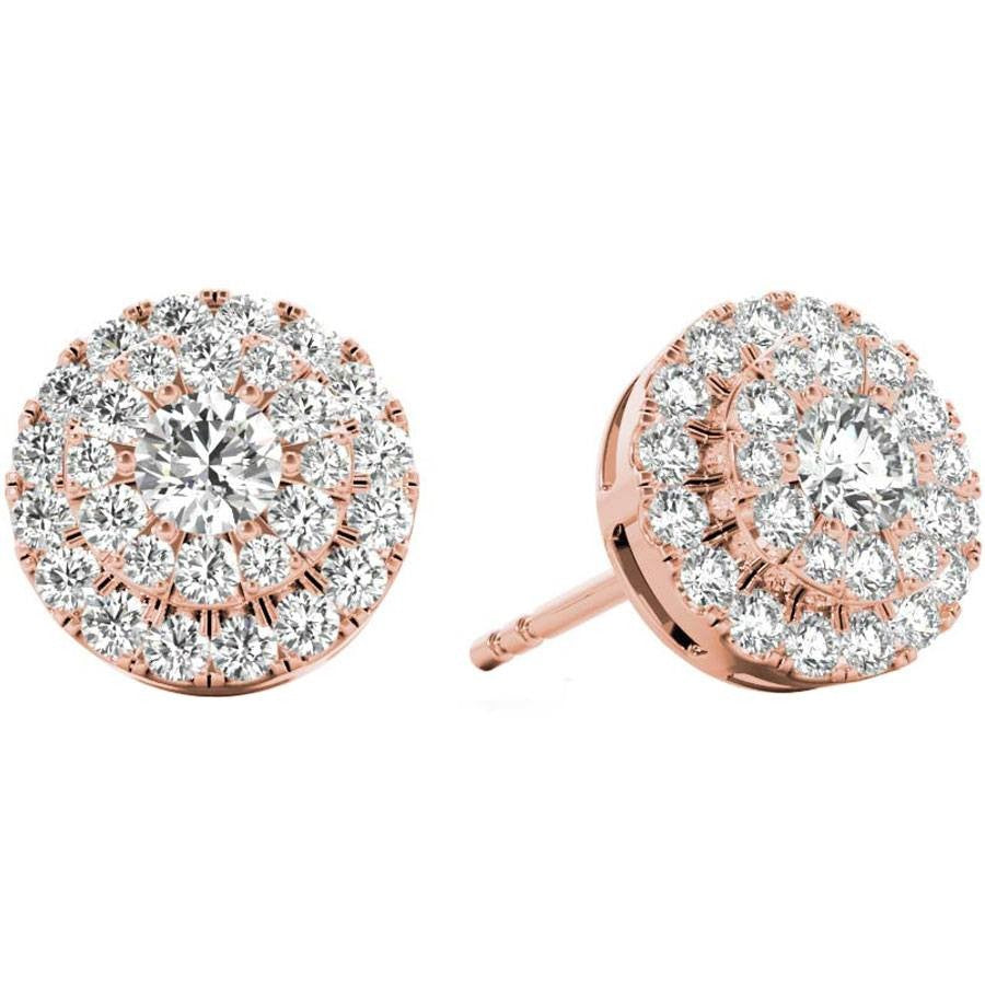 .65 TCW Rose Gold Diamond Halo Pave Earrings E20234R