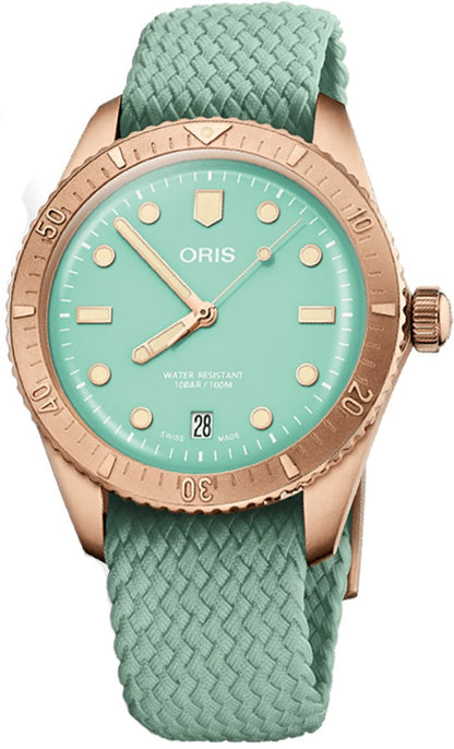 Oris Divers Sixty-Five Green Dial Bronze Unisex Watch 73377713157FS