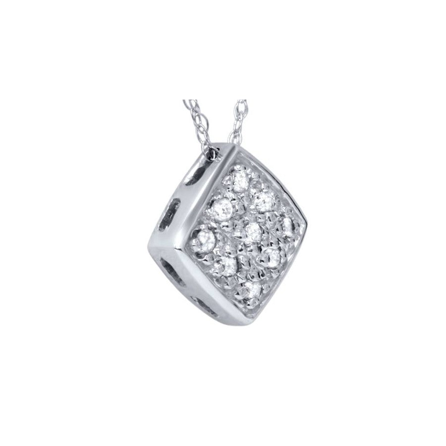 Pave Diamond Cluster Pendant, 0.2 Carat on Solid 14k White Gold