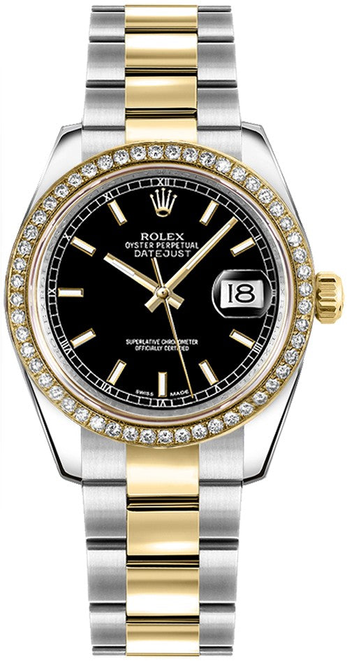 Rolex Datejust 31 Black Dial Diamond Watch 178383-0051