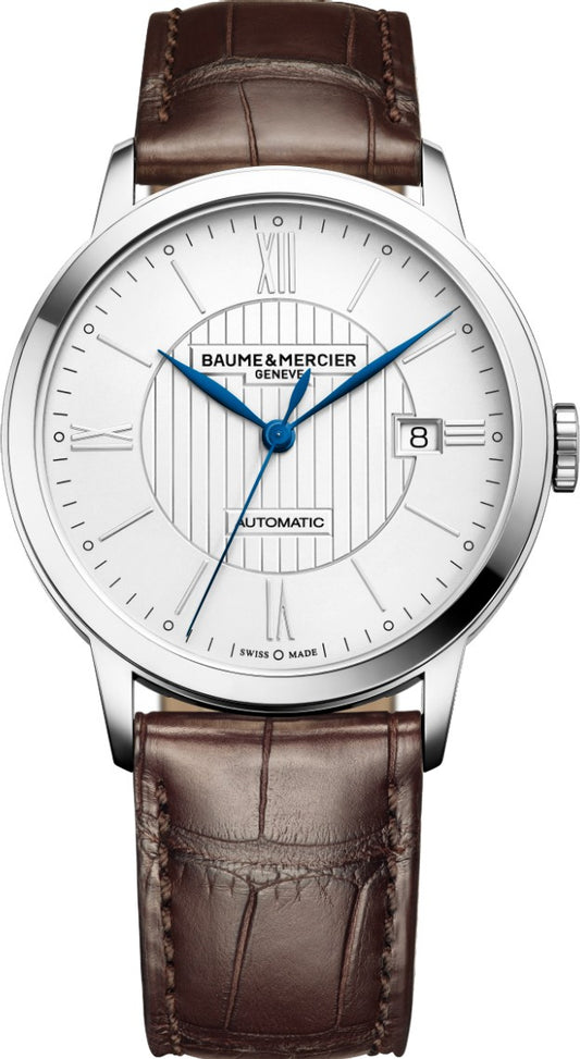 Baume & Mercier Classima 40mm Steel & Brown Strap Men's Watch 10214