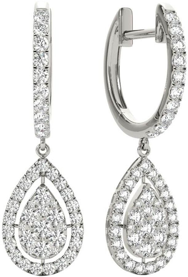 Diamond Earrings, 1.0 Carat Diamonds on Solid 18k White Gold E20239W