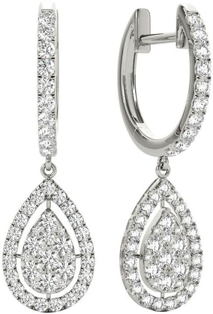 Diamond Earrings, 1.0 Carat Diamonds on Solid 18k White Gold E20239W