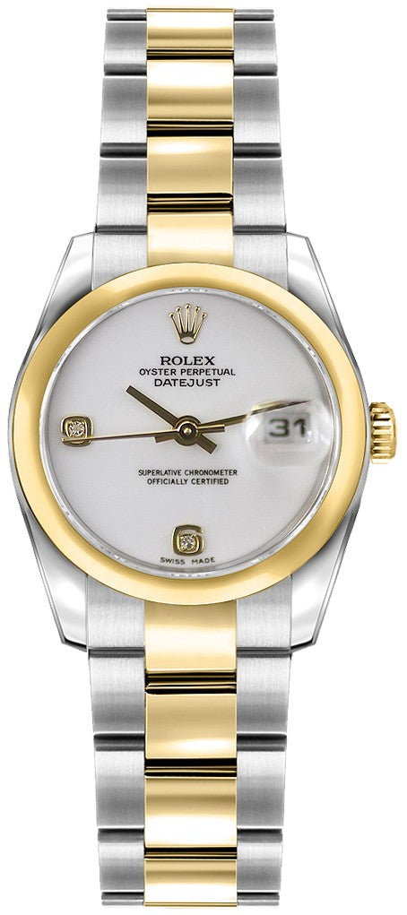 Rolex Lady-Datejust 26 White Dial Diamond Women's Watch 179163