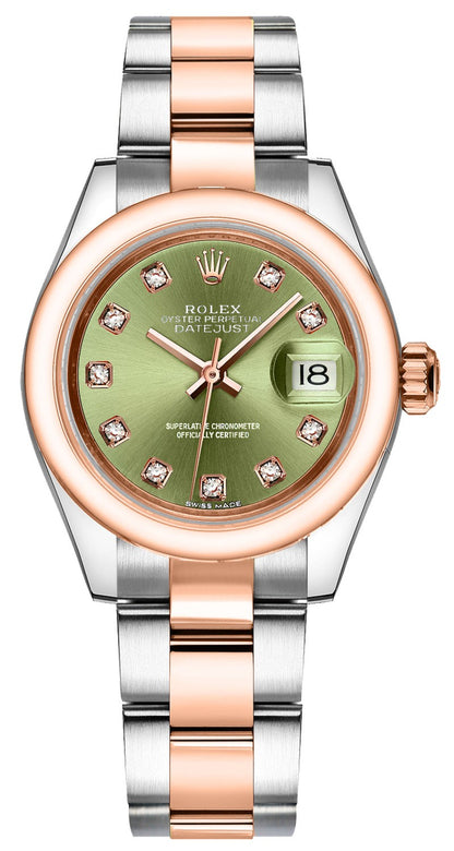 Rolex Lady-Datejust 28 Green Diamond Oyster Women's Watch 279161-0008