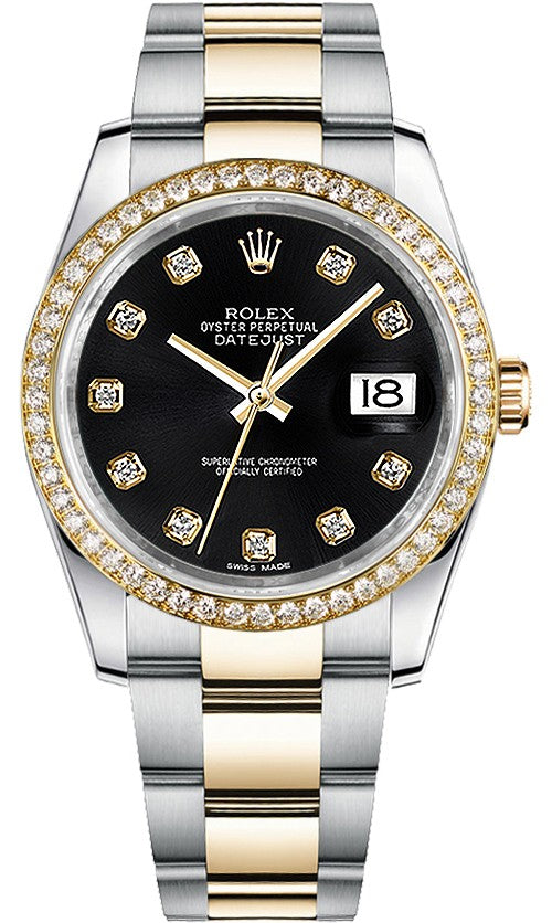 Rolex Datejust 36 Black Diamond Dial Oyster Bracelet Watch 116243-0025