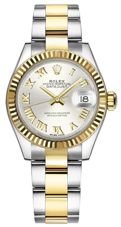 Rolex Lady-Datejust 28 Silver Roman Numeral Women's Watch 279173-0006