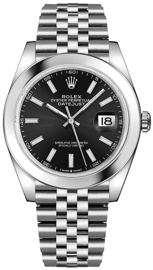 Rolex Datejust 41 Black Dial Jubilee Bracelet Watch 126300-0012