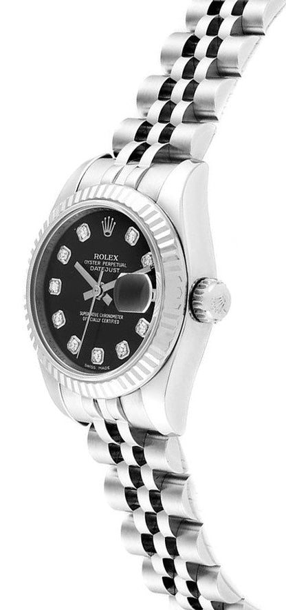 Rolex Lady-Datejust 26 Black Dial Women's Watch 179174