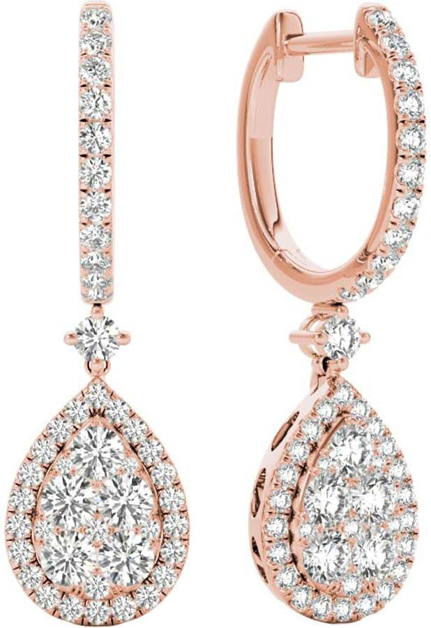 Diamond Earrings, 1.45 Carat Diamonds on Solid 18k Rose Gold E20240R