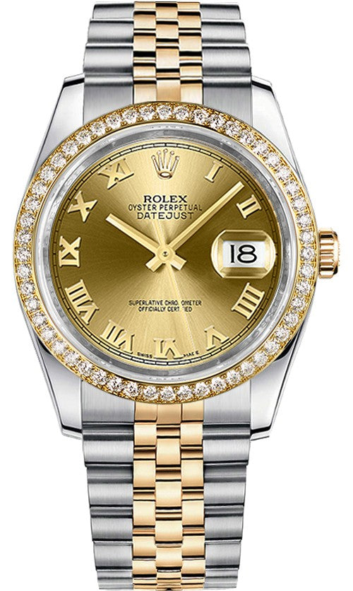 Rolex Datejust 36 Roman Numeral Gold & Steel Watch 116243-0019