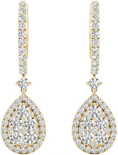 Diamond Earrings, 1.45 Carat Diamonds on 18k Yellow Gold E20240Y