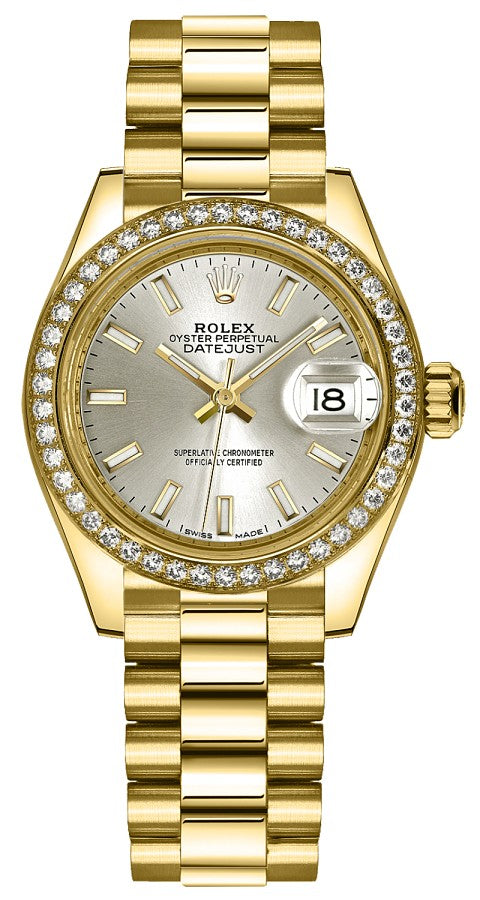 Rolex Lady-Datejust 28 Silver Dial Solid Gold Watch 279138RBR-0005