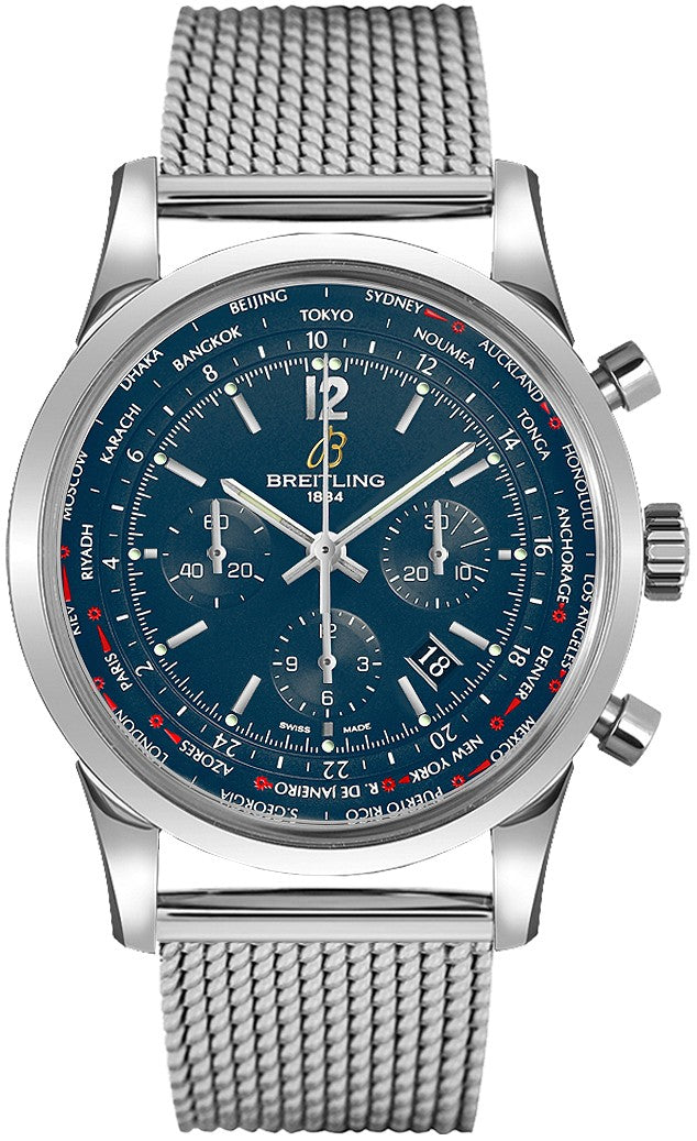 Breitling Transocean Unitime Pilot Blue Dial Men's Watch AB0510U9/C879-159A