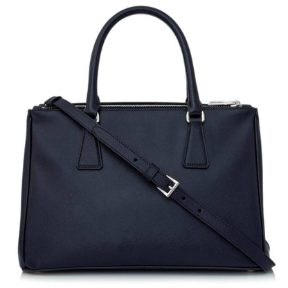 Prada Saffiano Lux Small Double-Zip Blue Tote Bag