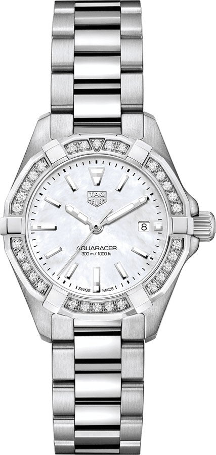 Tag Heuer Aquaracer White Pearl Diamond Ladies Luxury Watch WBD1413.BA0741