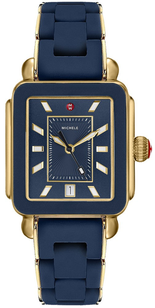 Michele Deco Sport Deep Blue Dial Gold Watch MWW06K000017