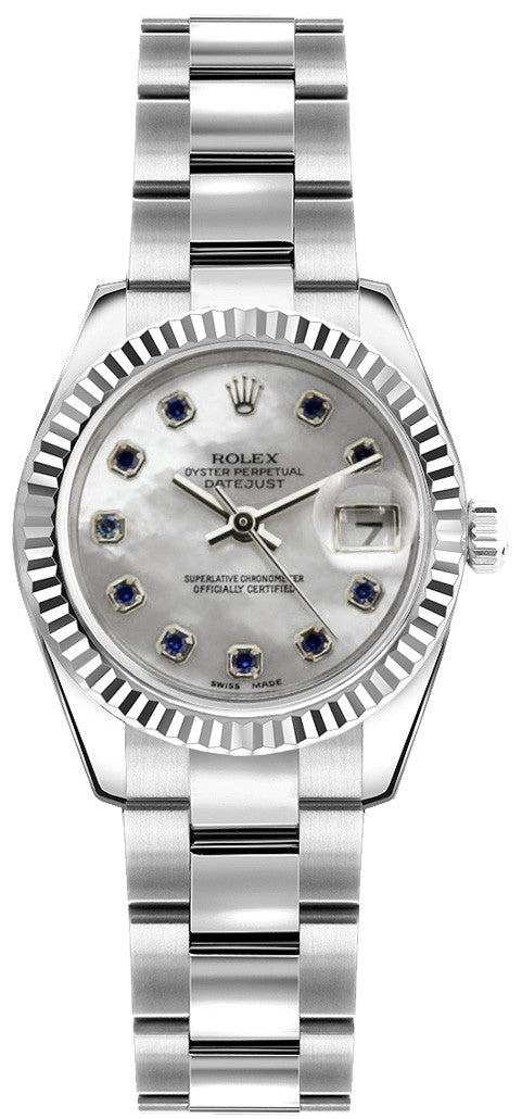 Rolex Lady-Datejust 26 Mother of Pearl Sapphire Dial Watch 179174