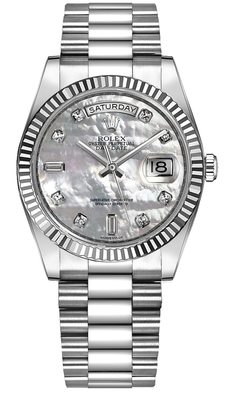 Rolex Day-Date 36 Mother of Pearl Diamond Watch 118239-0080