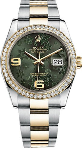 Rolex Datejust 36 Green Floral Women's Watch 116243-0006