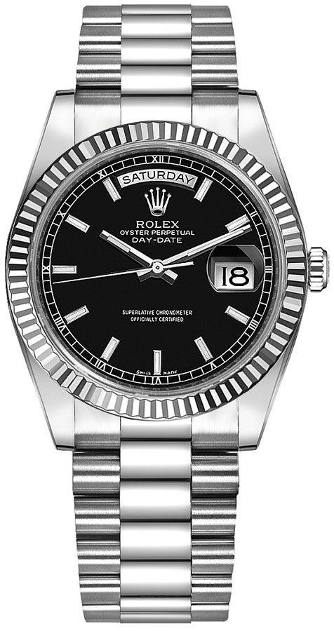 Rolex Day-Date 36 Black Dial Watch 118239-0090