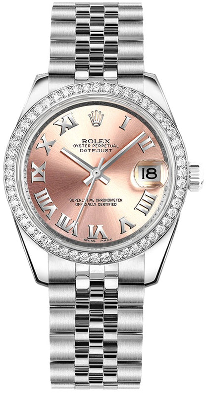 Rolex Datejust 31 Pink Roman Numeral Watch 178384-0009