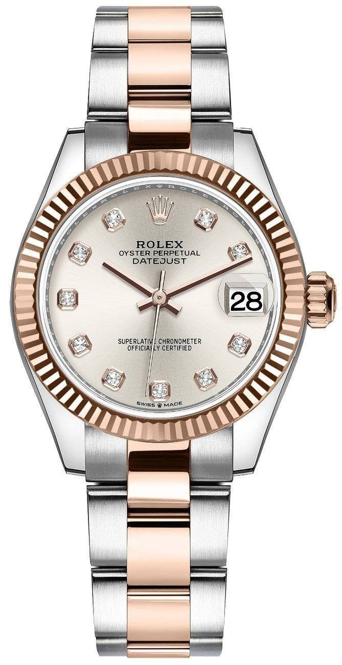 Rolex Datejust 31 Silver Dial Diamonds Women's Watch 278271-0015