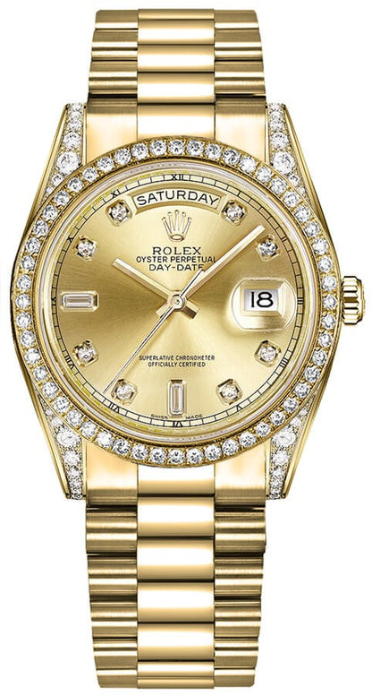 Rolex Day-Date 36 Champagne Diamond Watch 118388-0019