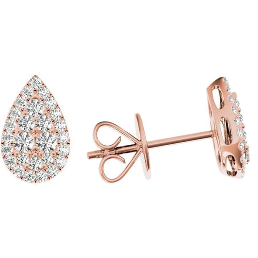 .33 TCW Rose Gold Diamond Halo Pave Earrings E20238R