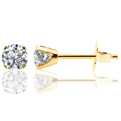 1.5 TCW Diamond Stud Yellow Gold Earrings 3PE150Y