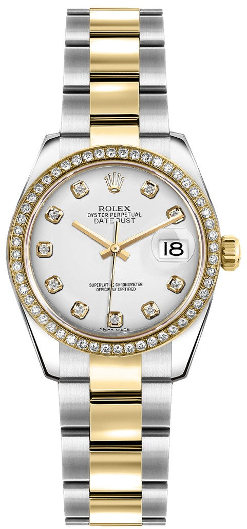 Rolex Lady-Datejust 26 White Diamond Oyster Bracelet Watch 179383