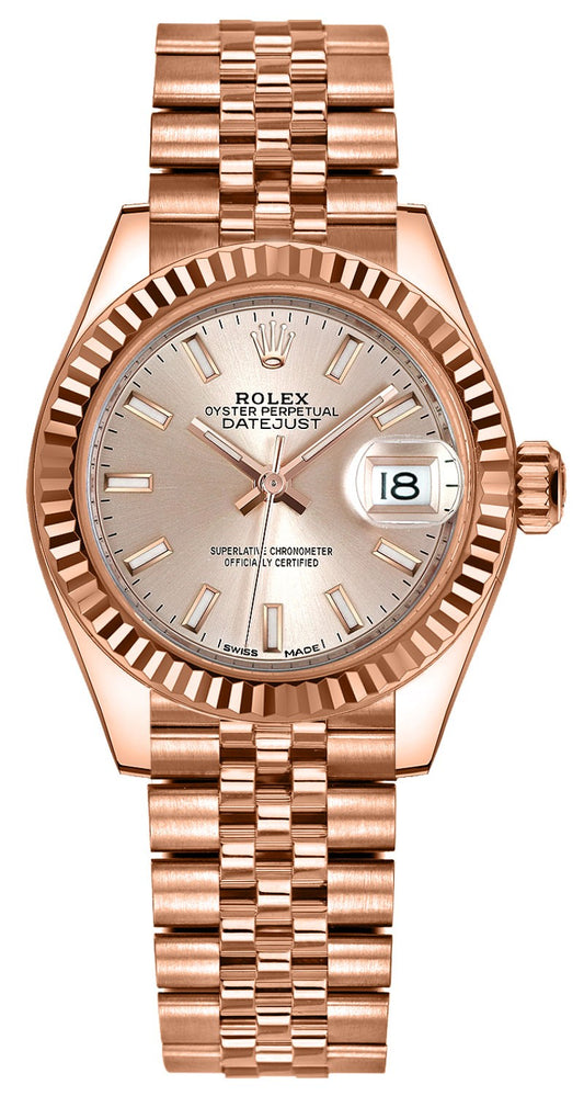 Rolex Lady-Datejust 28 18k Everose Gold Women's Watch 279175-0003