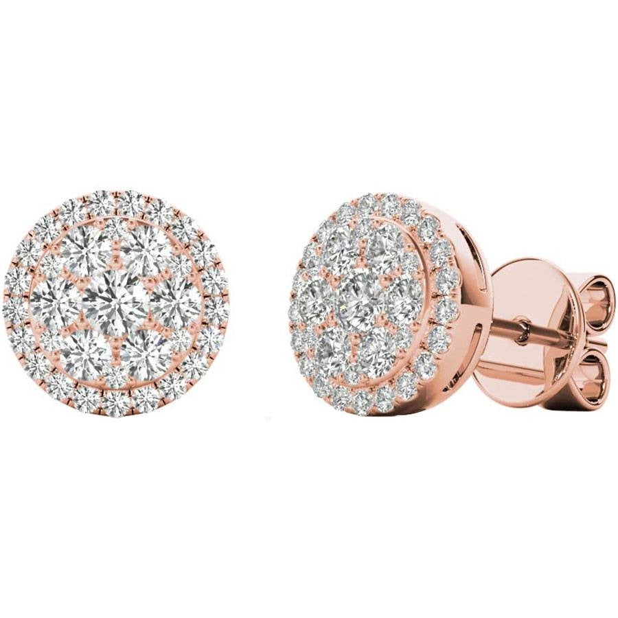 .66 TCW Rose Gold Diamond Halo Pave Earrings E20233R