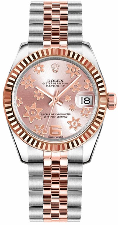 Rolex Datejust 31 Pink Floral Motif Dial Watch 178271